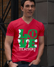 Load image into Gallery viewer, Teaching Love Clover St Patrick's Day Gift Guys V-Neck
