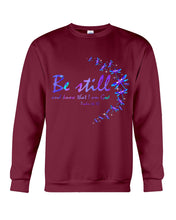 Load image into Gallery viewer, Be Still And Know That I Am God Purple Dragonfly Sweatshirt
