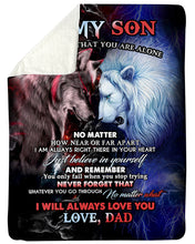 Load image into Gallery viewer, Always Love You Wolf Versus Lion Dad Gift For Son Sherpa Blanket
