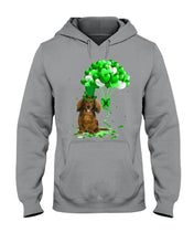Load image into Gallery viewer, Red Long Haired Dachshund Patrick Balloons St. Patrick's Day Color Changing Mug Hoodie
