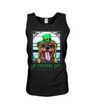 Load image into Gallery viewer, Funny Rottweiler With Green Top Hat St Patrick's Day Gift For Dog Lovers Unisex Tank Top
