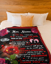 Load image into Gallery viewer, Custom Name Gift For Wife Red Rose Love You Forever And Always Fleece Blanket
