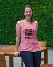 Load image into Gallery viewer, Telling A German Woman What To Do Is Never Good For Your Health Ladies Flowy Tank
