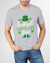 Load image into Gallery viewer, Emerald Green Top Hat And Boot Luckiest Lunch Lady Ever St Patrick's Day Gift Guys V-Neck
