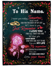 Load image into Gallery viewer, You Are My One And Only Rose Custom Name Gift For Husband Fleece Blanket
