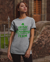 Load image into Gallery viewer, Irsih Drinking Team Green Shamrock St Patrick's Day Guys Tee
