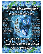 Load image into Gallery viewer, Blue Flower Enjoy The Ride Grandma Gift For Granddaughter Fleece Blanket
