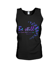 Load image into Gallery viewer, Be Still And Know That I Am God Purple Dragonfly Unisex Tank Top
