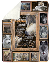 Load image into Gallery viewer, Grandpa Gift For Grandson Wolf The Rest Of Mine Sherpa Blanket
