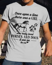 Load image into Gallery viewer, There Was A Girl Who Really Loved Horses And Dogs Guys Tee
