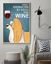 Load image into Gallery viewer, Shih Tzu Gold Dog And Red Wine Blue Background Gift For Dog Lovers Vertical Poster
