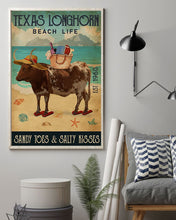 Load image into Gallery viewer, Beach Life Sandy Toes Texas Longhorn Gift For Animal Lovers Vertical Poster
