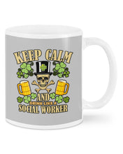 Load image into Gallery viewer, Keep Calm Social Worker Shamrock St. Patrick's Day Printed Mug Mug
