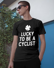 Load image into Gallery viewer, Lucky To Be A Biker Pilot Clover St Patrick's Day Gift Guys Tee
