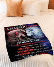 Load image into Gallery viewer, Wolf Versus Lion Straighten Your Crown Mama Gift For Son Fleece Blanket
