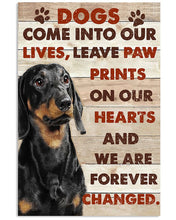 Load image into Gallery viewer, Dachshund Dog Come Into Our Lives Leave Paw Prints Gift For Dog Lovers Vertical Poster
