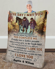 Load image into Gallery viewer, Custom Name Gift For Life Partner Cowboy The Day I Met You Sherpa Blanket
