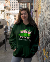 Load image into Gallery viewer, Pig Wear Plaid Shirt And Top Hat St Patrick's Day Gift Hoodie
