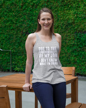 Load image into Gallery viewer, I Don't Know What I'm Doing Black And White Printed Mug Ladies Flowy Tank

