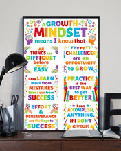 Load image into Gallery viewer, Growth Mindset Means I Know That All Things Difficult Colorful Gift For Teacher Vertical Poster
