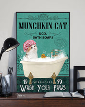 Load image into Gallery viewer, Munchkin Cat Co Bath Soap Wash You Paws Gift For Cat Lovers Vertical Poster
