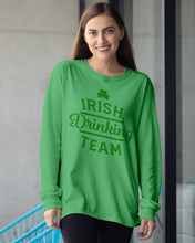 Load image into Gallery viewer, Irsih Drinking Team Green Shamrock St Patrick's Day Unisex Long Sleeve
