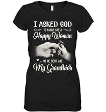Load image into Gallery viewer, God Sent Me My Grandkids Gift For Grandma Ladies V-Neck
