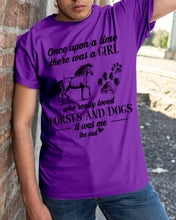 Load image into Gallery viewer, There Was A Girl Who Really Loved Horses And Dogs Guys Tee
