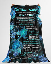 Load image into Gallery viewer, Blue Sea Turtle How Special You Are Custom Name Gift For Wife Fleece Blanket
