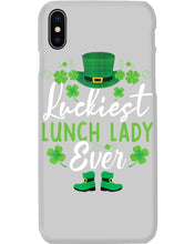 Load image into Gallery viewer, Emerald Green Top Hat And Boot Luckiest Lunch Lady Ever St Patrick's Day Gift Phone case
