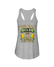 Load image into Gallery viewer, Keep Calm Social Worker Shamrock St. Patrick's Day Printed Mug Ladies Flowy Tank
