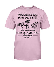 Load image into Gallery viewer, There Was A Girl Who Really Loved Horses And Dogs Guys Tee
