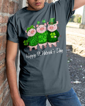 Load image into Gallery viewer, Pig Wear Plaid Shirt And Top Hat St Patrick's Day Gift Guys Tee
