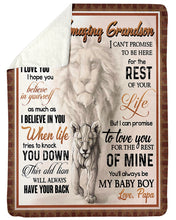 Load image into Gallery viewer, Papa Gift For Grandson Lion When Life Tries To Knock You Down Sherpa Blanket
