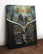 Load image into Gallery viewer, No Matter How Near Or Far Away Hunting Dad Gift For Son Matte Canvas
