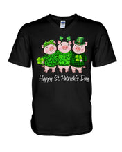 Load image into Gallery viewer, Pig Wear Plaid Shirt And Top Hat St Patrick's Day Gift Guys V-Neck
