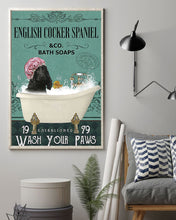 Load image into Gallery viewer, Black English Cocker Spaniel Co Bath Soap Wash You Paws Gift For Dog Lovers Vertical Poster
