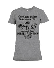 Load image into Gallery viewer, There Was A Girl Who Really Loved Horses And Dogs Ladies Tee
