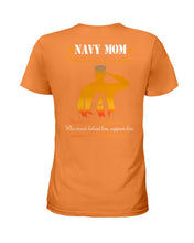 Load image into Gallery viewer, Son Gift For Navy Mom Behind Every Strong Soldier Ladies Tee
