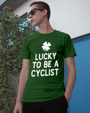 Load image into Gallery viewer, Lucky To Be A Biker Pilot Clover St Patrick's Day Gift Guys Tee
