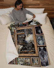 Load image into Gallery viewer, Grandpa Gift For Grandson Wolf The Rest Of Mine Sherpa Blanket
