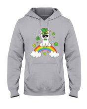 Load image into Gallery viewer, Llama Sitting On Rainbow Clovers St Patrick's Day Gift Hoodie
