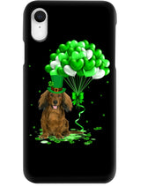 Load image into Gallery viewer, Red Long Haired Dachshund Patrick Balloons St. Patrick's Day Color Changing Mug Phone case
