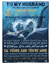Load image into Gallery viewer, With You I'm Alive Blue Whale Gift For Husband Fleece Blanket
