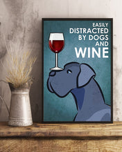 Load image into Gallery viewer, Cartoon Art Great Dane Dog And Red Wine Gift For Dog Lovers Vertical Poster
