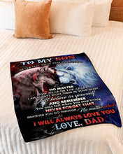 Load image into Gallery viewer, Always Love You Wolf Versus Lion Dad Gift For Son Fleece Blanket

