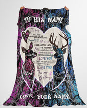 Load image into Gallery viewer, Deer A Little Late To Be Your First Custom Name Gift For Husband Fleece Blanket
