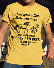 Load image into Gallery viewer, There Was A Girl Who Really Loved Horses And Dogs Guys Tee
