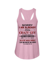 Load image into Gallery viewer, I'm Already Taken By A Freaking Crazy Guy Ladies Flowy Tank
