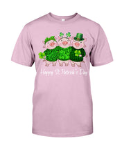 Load image into Gallery viewer, Pig Wear Plaid Shirt And Top Hat St Patrick's Day Gift Guys Tee
